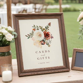 Elegant Fall Floral Wedding Cards & Gifts Sign Fotodruck