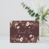Elegant Fall Floral Wedding Danke Postcard Postkarte (Stehend Vorderseite)