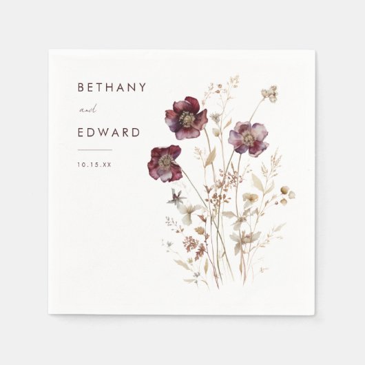Elegant Fall Floral Wedding Napkins Serviette (Vorderseite)