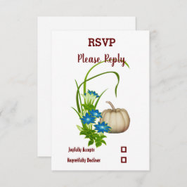 Elegant Fall Floral White Pumpkin Wedding RSVP Karte