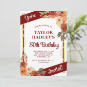 Elegant Fall Florals 50. Geburtstag Einladung (Stehend Vorderseite)