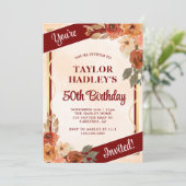 Elegant Fall Florals 50. Geburtstag Einladung (Stehend Vorderseite)