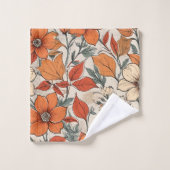 Elegant Fall Flowers Sage Copper Custom Bath Towel Badhandtuch Set (Waschlappen)