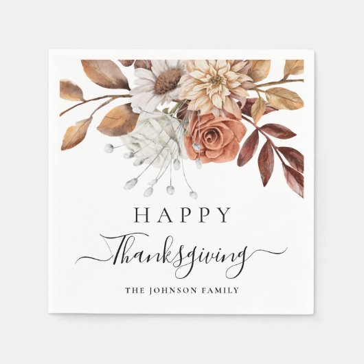 Elegant Fall Happy Thanksgiving Serviette (Vorderseite)