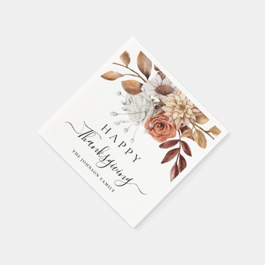 Elegant Fall Happy Thanksgiving Serviette (Ecke)