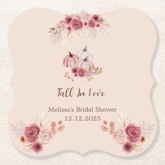 Elegant Fall In Love Boho Bridal Shower Untersetzer (Vorderseite)
