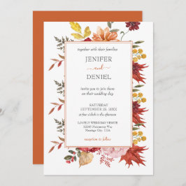 Elegant Fall Leaves Autumn Wedding Einladung