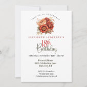 Elegant Fall Peony and Mum 18th Birthday Einladung (Vorderseite)
