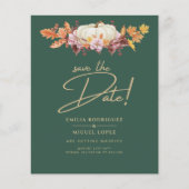 Elegant Fall Pumpkin Green Gold Wedding Rett Date Flyer (Vorne)