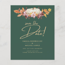 Elegant Fall Pumpkin Green Gold Wedding Rett Date Flyer