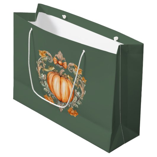 Elegant Fall Pumpkin Große Geschenktüte (Vorderseite Schrägansicht)