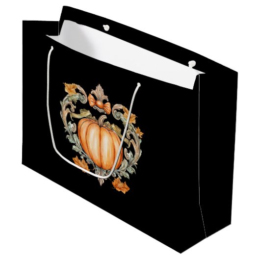 Elegant Fall Pumpkin Große Geschenktüte (Vorderseite Schrägansicht)