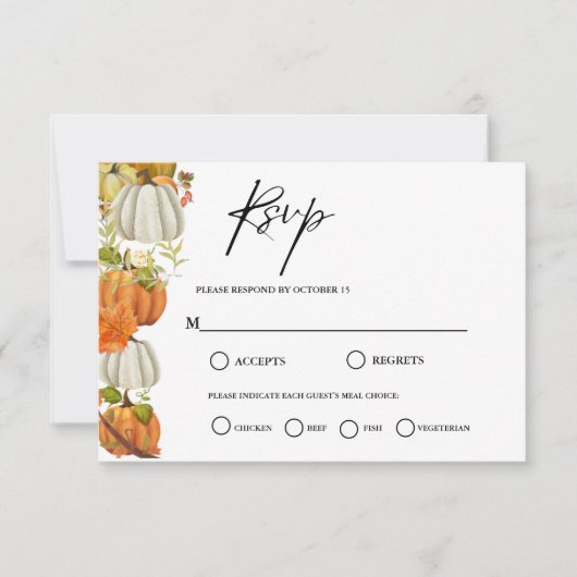 Elegant Fall Pumpkin Hochzeit RSVP Karte (Vorderseite)