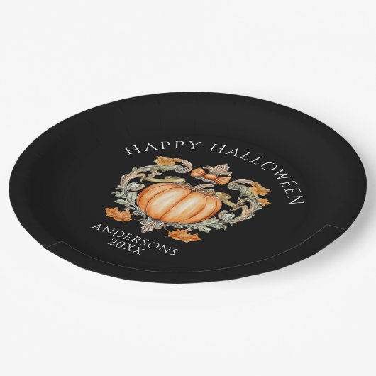 Elegant Fall Pumpkin Pappteller (Schrägansicht)