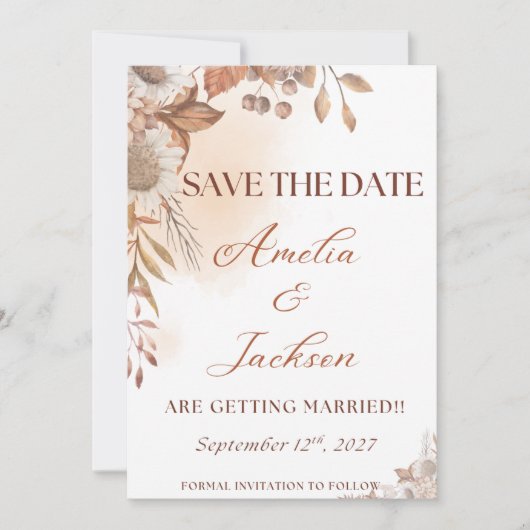 Elegant Fall Save the Date (Vorderseite)