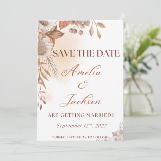 Elegant Fall Save the Date (Stehend Vorderseite)