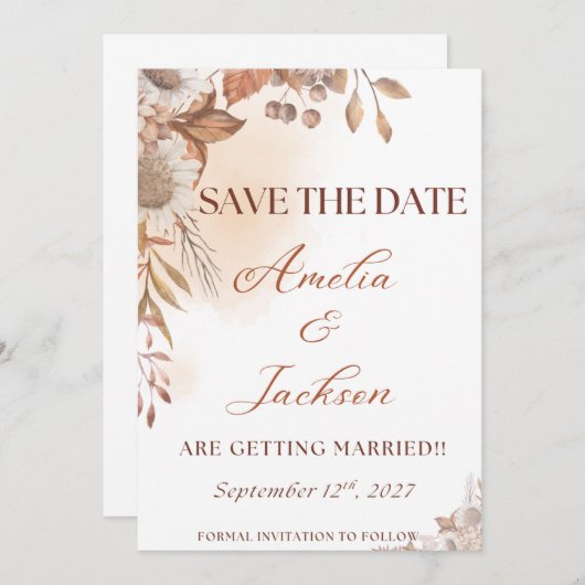 Elegant Fall Save the Date (Vorne/Hinten)