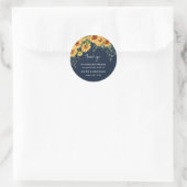 Elegant Fall Sunflower & Navy Hochzeit Vielen Dank Runder Aufkleber (Tasche)