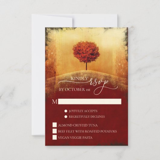 Elegant Fall Tree Wedding RSVP Einladung (Vorderseite)