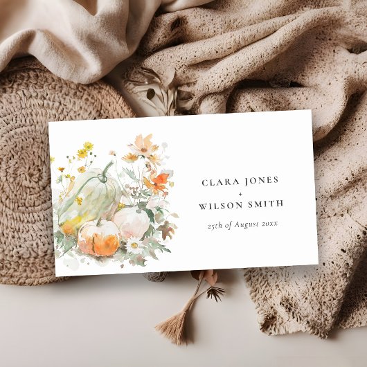 Elegant Fall Wildblume Pumpkin Wedding Website Begleitkarte