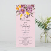 Elegant fall winter purple floral wedding program programm (Stehend Vorderseite)