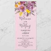 Elegant fall winter purple floral wedding program programm (Vorderseite)