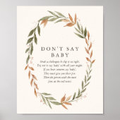 Elegant Fall Wreath Say Baby Sign Poster (Vorne)