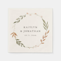 Elegant Fall Wreath Wedding Napkins