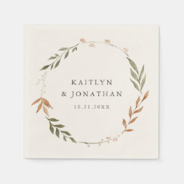Elegant Fall Wreath Wedding Napkins Serviette