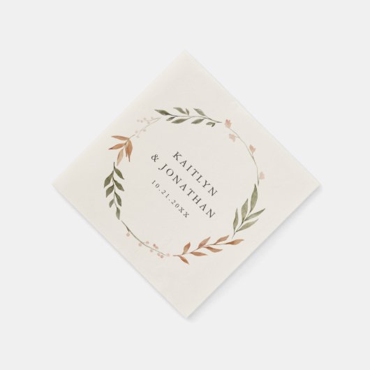 Elegant Fall Wreath Wedding Napkins Serviette (Ecke)