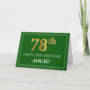 Elegant Falsch Gold Look 78th Birthday, Name (Gree Karte