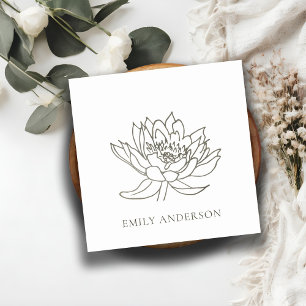 ELEGANT FALSCHES FOLIEN-SILBER-LOTUS-LINIEN-ZEICHN QUADRATISCHE VISITENKARTE