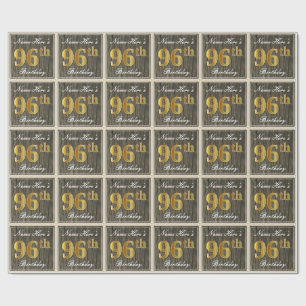 Elegant, Falsches Holz, Falsches Gold 96. Geburtst Geschenkpapier