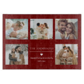 Elegant Family Photo Collage Red Custom Schneidebrett (Vorderseite)