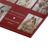 Elegant Family Photo Collage Red Custom Schneidebrett (Ecke)