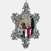 Elegant Family Photo Holiday Personalize Schneeflocken Zinn-Ornament (Links)