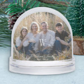 Elegant family photo monogram name personalized schneekugeln