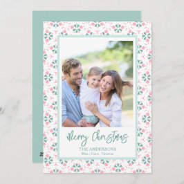 Elegant Family Photo Pattern Script Christmas Feiertagskarte