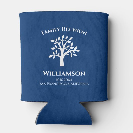 Elegant Family Tree Wiedersehen Monogram Blue Dosenkühler (Rückseite)