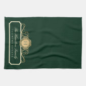 Elegant Family Zuhause Monogram Green Kitchen Geschirrtuch (Horizontal)
