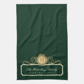 Elegant Family Zuhause Monogram Green Kitchen Geschirrtuch (Vertikal)
