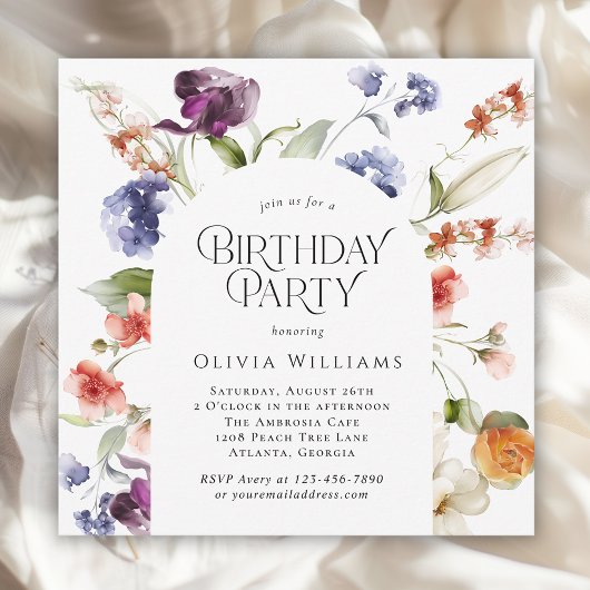 Elegant Fantasy Floral Birthday Party Einladung