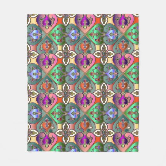 Elegant farbenfroh Arabesque Abstrakt Fleecedecke (Vorderseite)