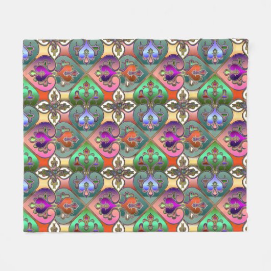 Elegant farbenfroh Arabesque Abstrakt Fleecedecke (Vorderseite (Horizontal))