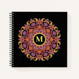Elegant farbenfroh Mandala Blühe Monogram Notizblock