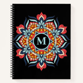 Elegant farbenfroh Mandala Blühe Monogram Notizblock