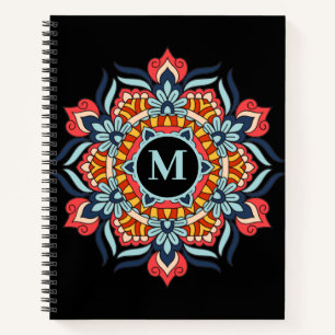 Elegant farbenfroh Mandala Blühe Monogram Notizblock