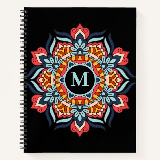 Elegant farbenfroh Mandala Blühe Monogram Notizblock (Vorderseite)