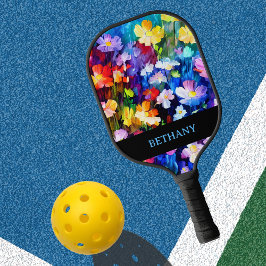 Elegant farbenfroh und blumenreich Personalisiert Pickleball Schläger