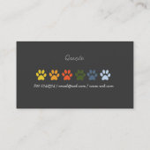 Elegant farbenfrohe Paws DOG Tierarzt Visitenkarte (Rückseite)